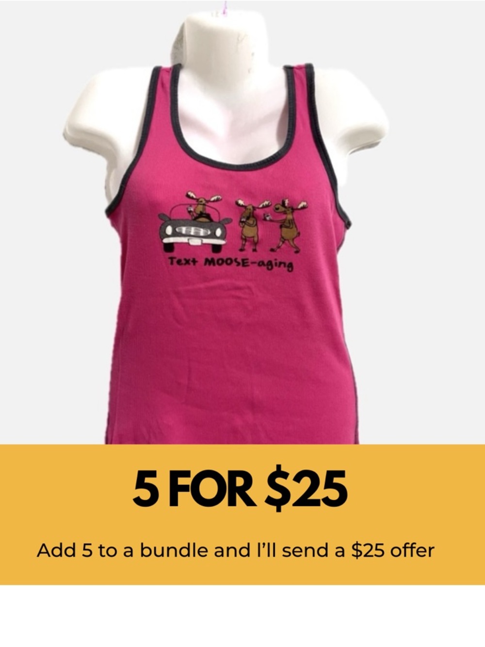 Lazy One Ribbed Tank Top with Moose Print